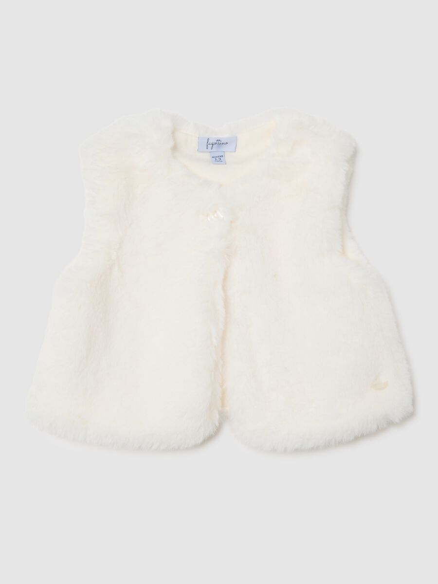 White baby girl's regular fit zip vest_0