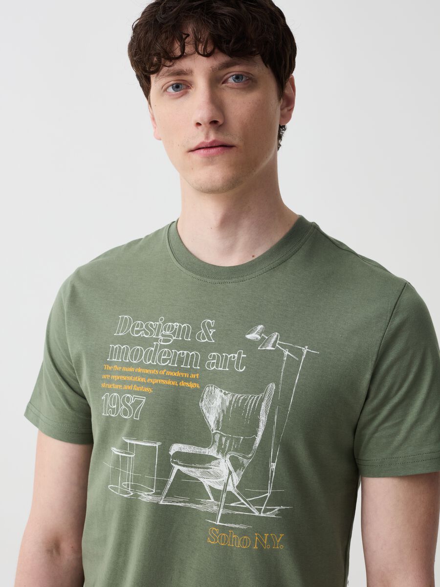 Cotton T-shirt with design print_2