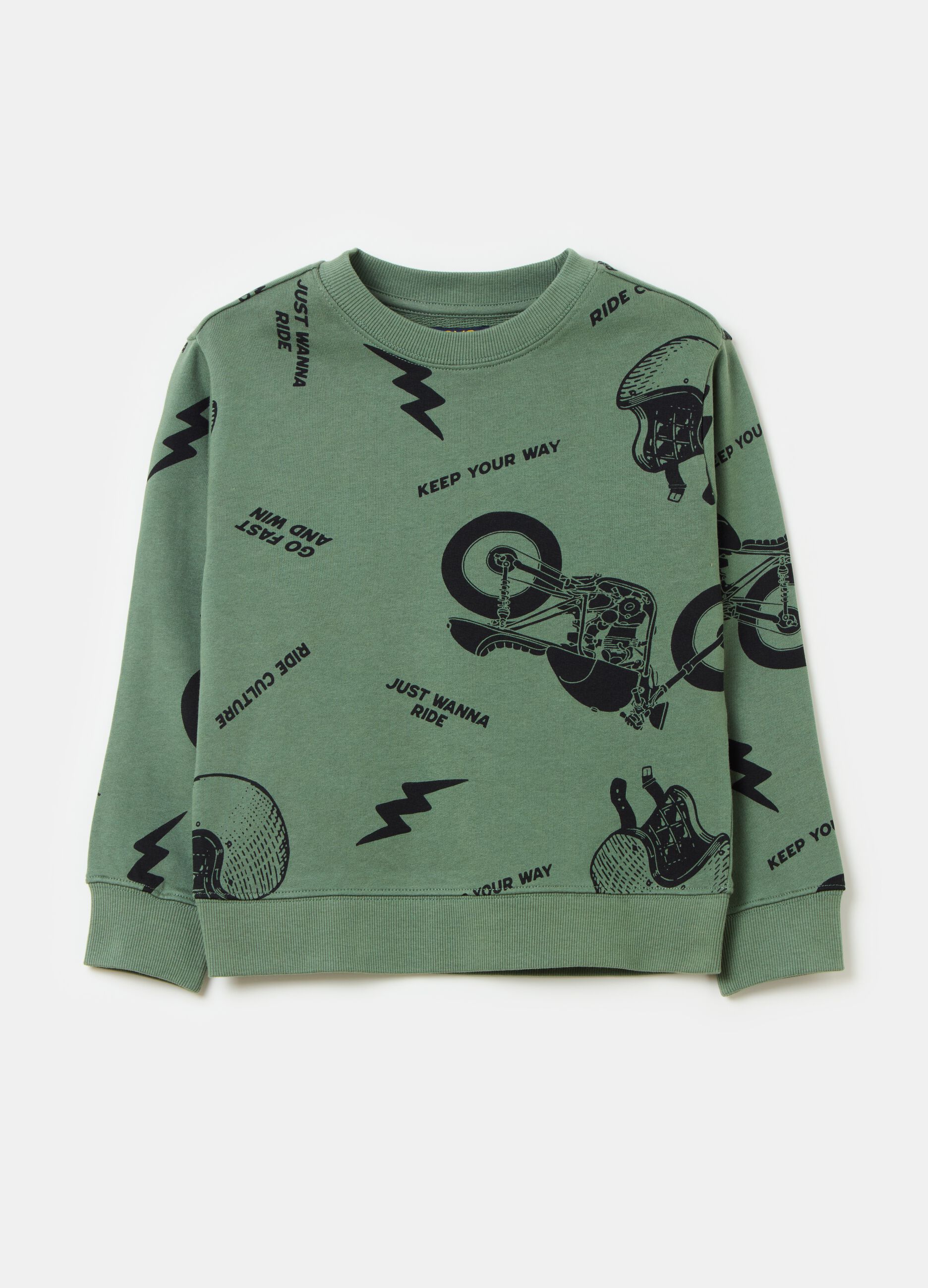 Sweatshirt with all-over motorbikes print