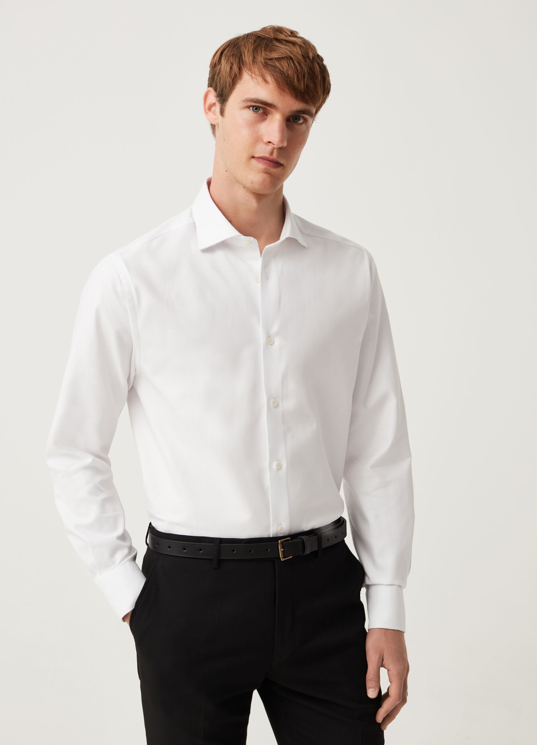 Regular-fit shirt in cotton piquet