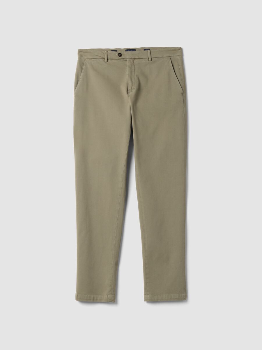 Pantaloni chino marroni in cotone e modal elasticizzato_0