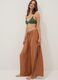 Brown wide-leg linen and viscose-blend trousers_0