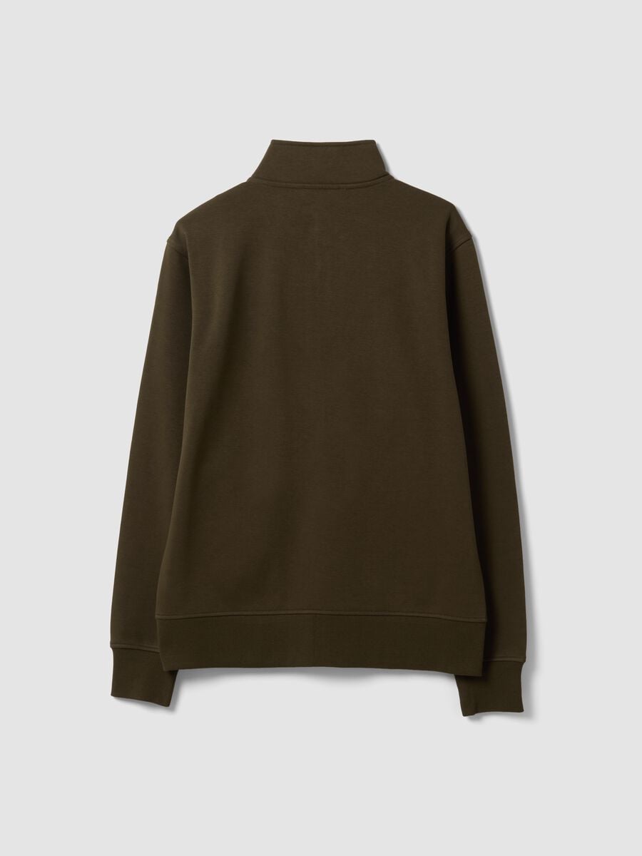 Green cotton-blend regular-fit sweatshirt with zip and crew neck_2