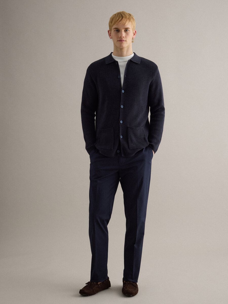 Pure Cotton Blue Regular Fit Cardigan_1