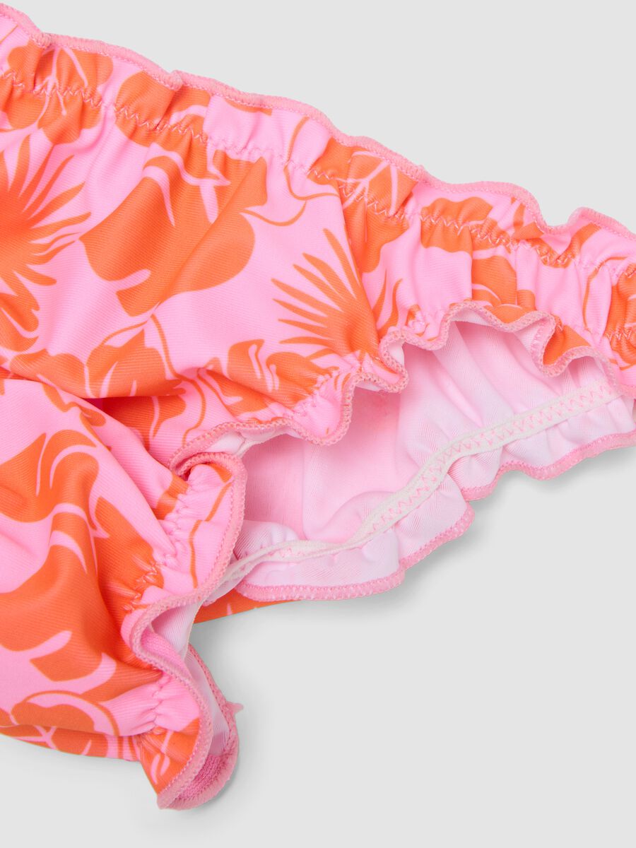 Biqu&iacute;ni rosa em tecido el&aacute;stico com padr&atilde;o floral para menina_3