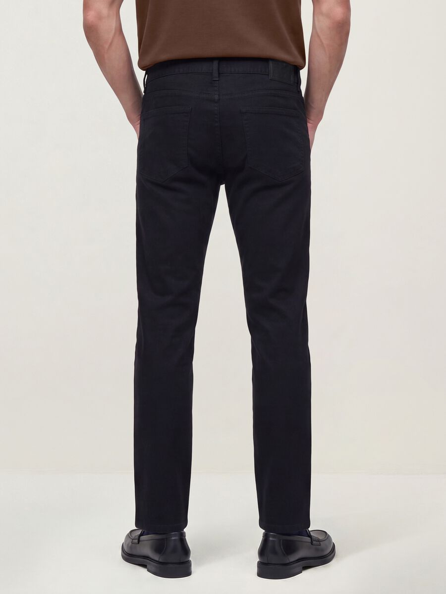 Black slim-fit stretch cotton twill trousers_3