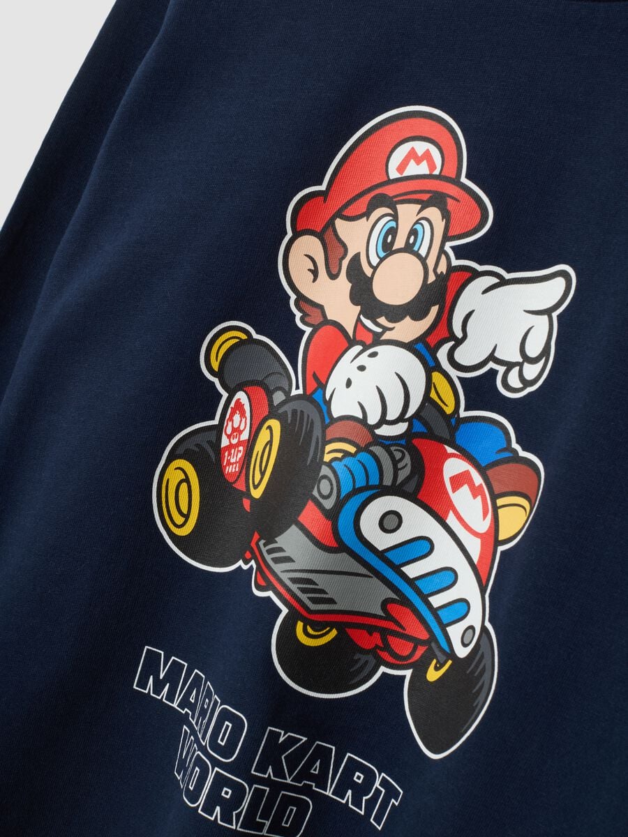 Blue oversized pure cotton crew-neck T-shirt with Mario Kart print_3