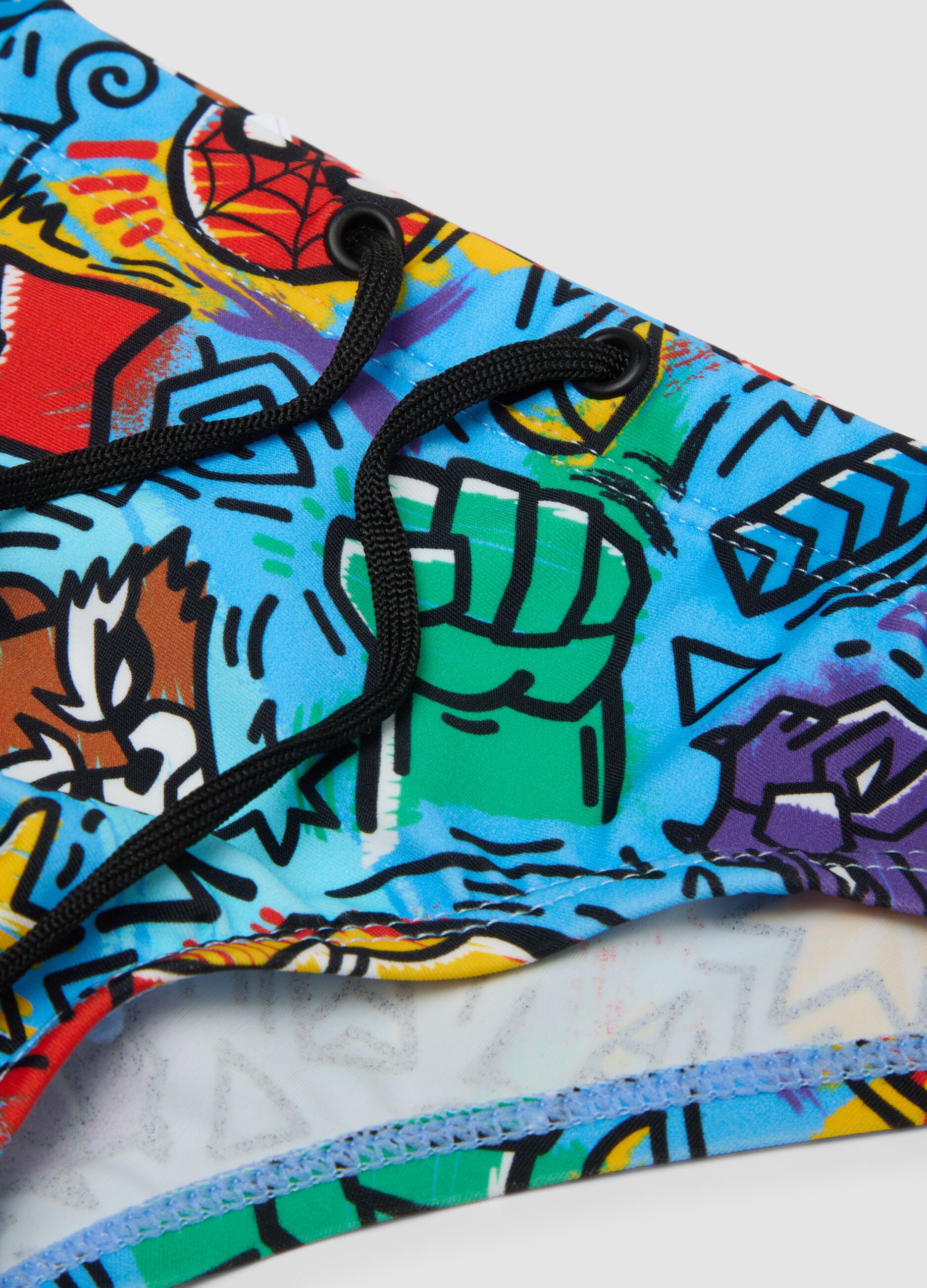 Blue stretch fabric swim briefs
