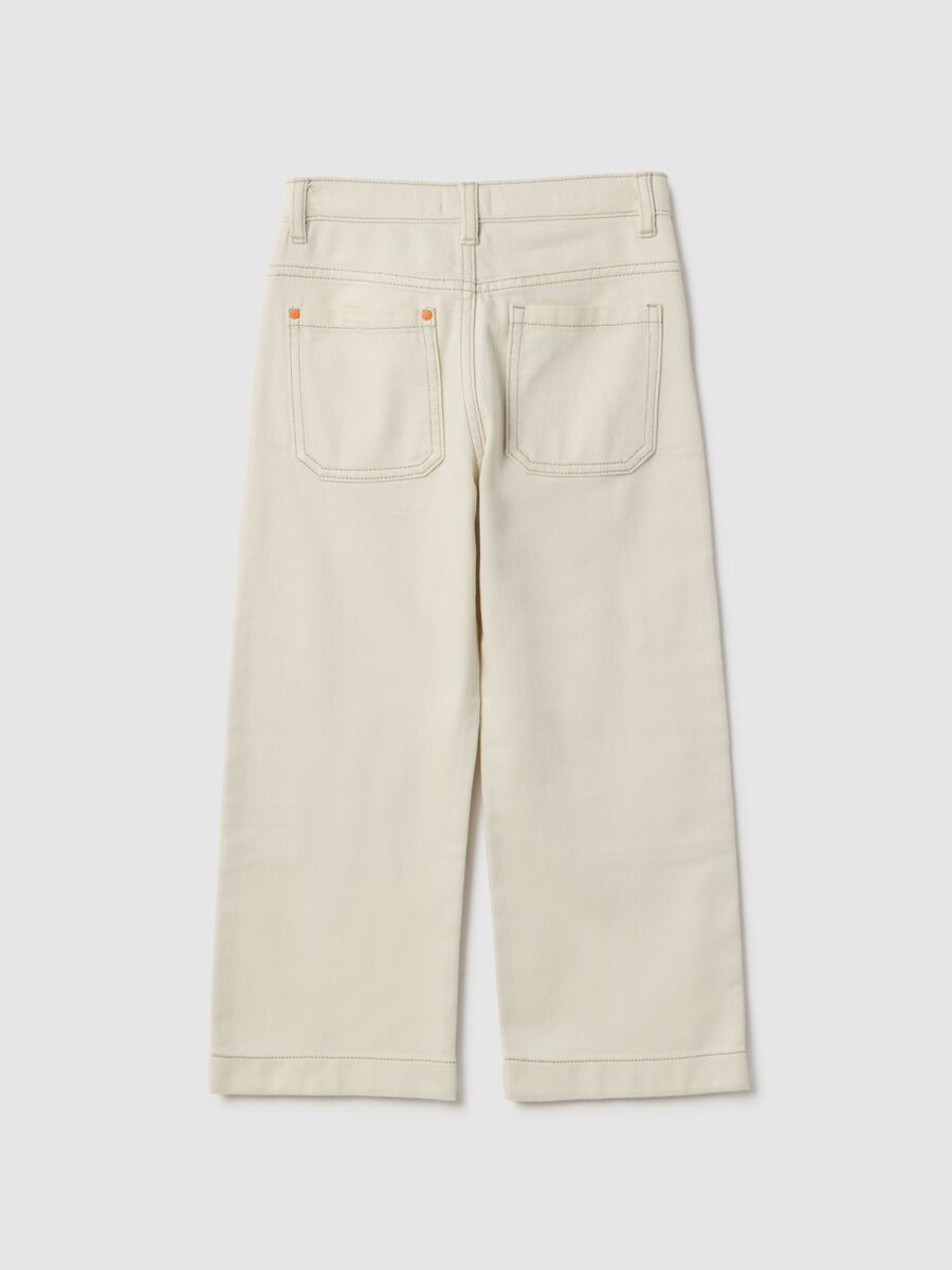 Beige cotton trousers for children_1