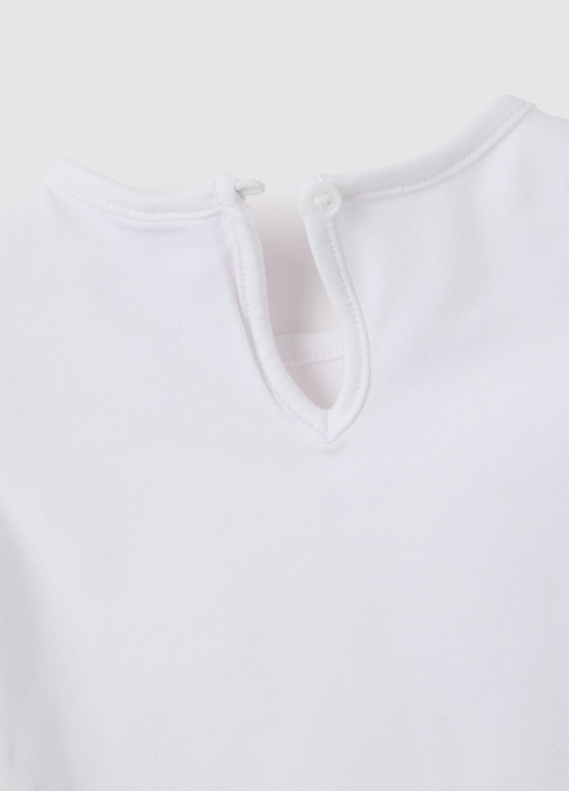 White cotton regular fit girls' T-shirt with Barbie logo