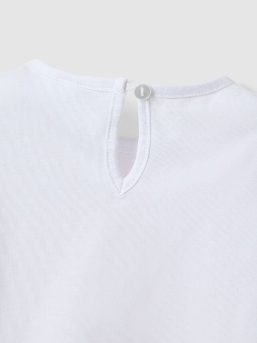 White pure cotton girl's t-shirt regular fit with teddy bear_3