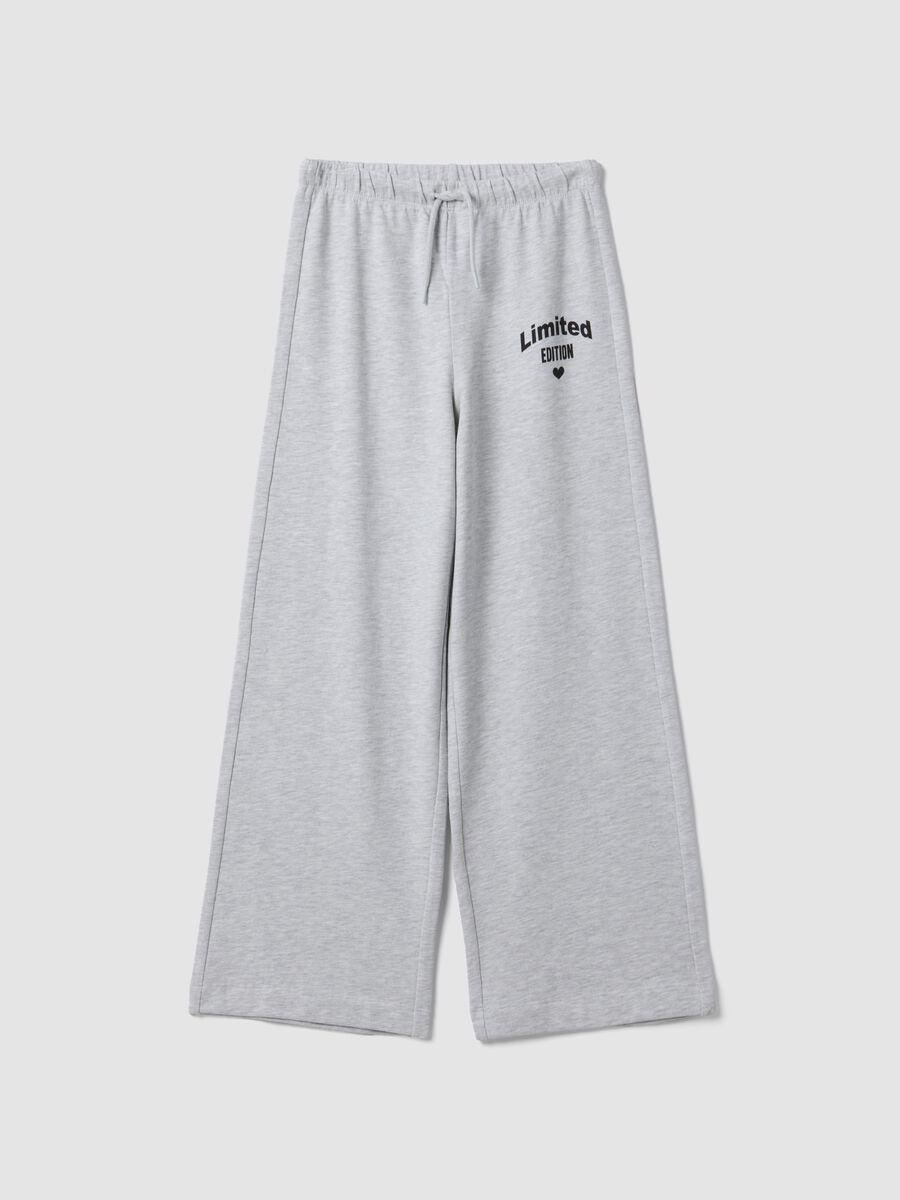 Grey cotton and viscose blend culotte-fit joggers for girls_3