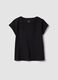 Black pure cotton T-shirt with Broderie Anglaise lace insert_4