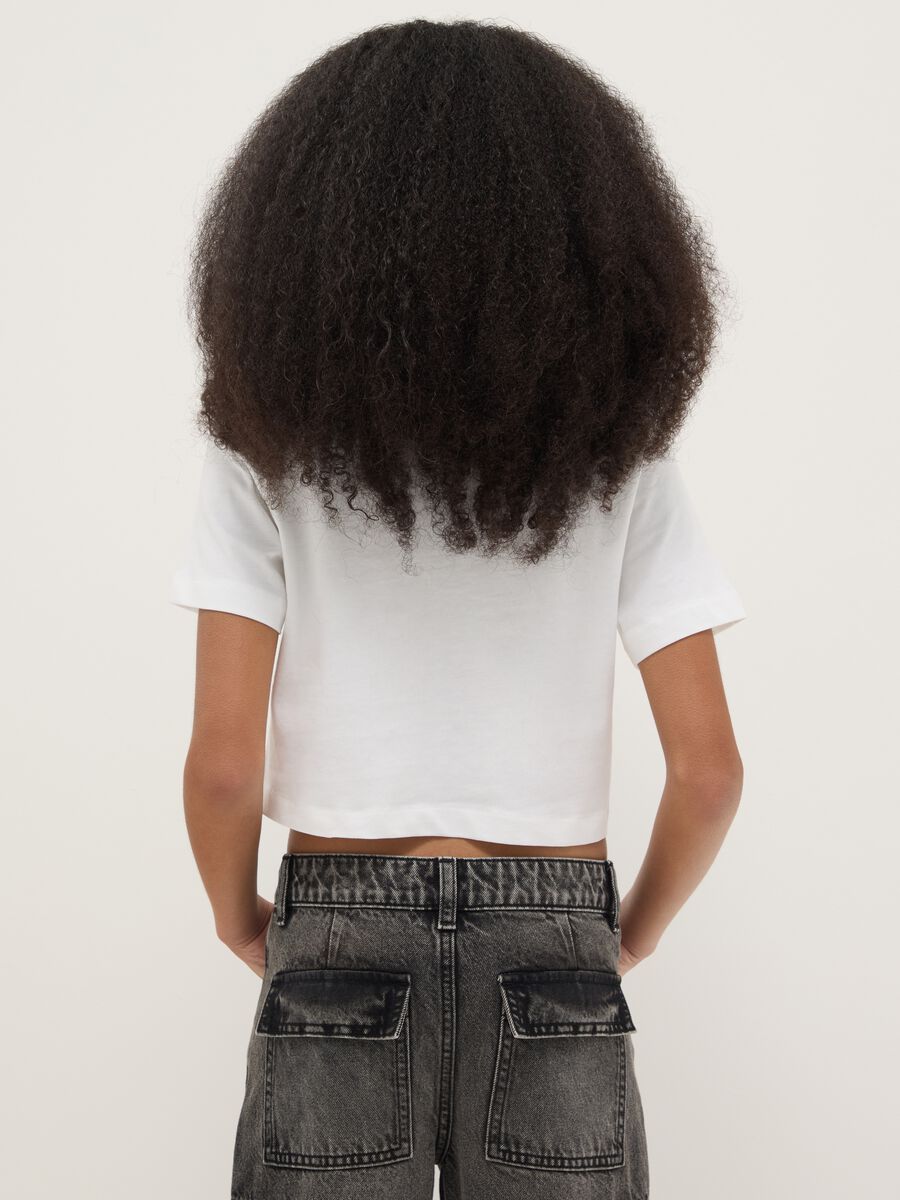 Girls' white pure cotton boxy fit T-shirt_1