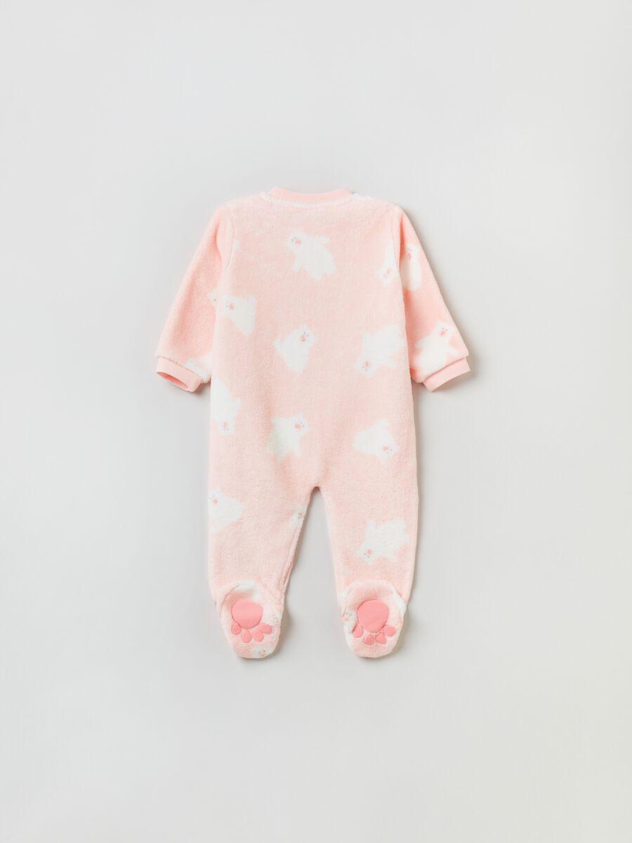 Velour onesie with feet and print_1