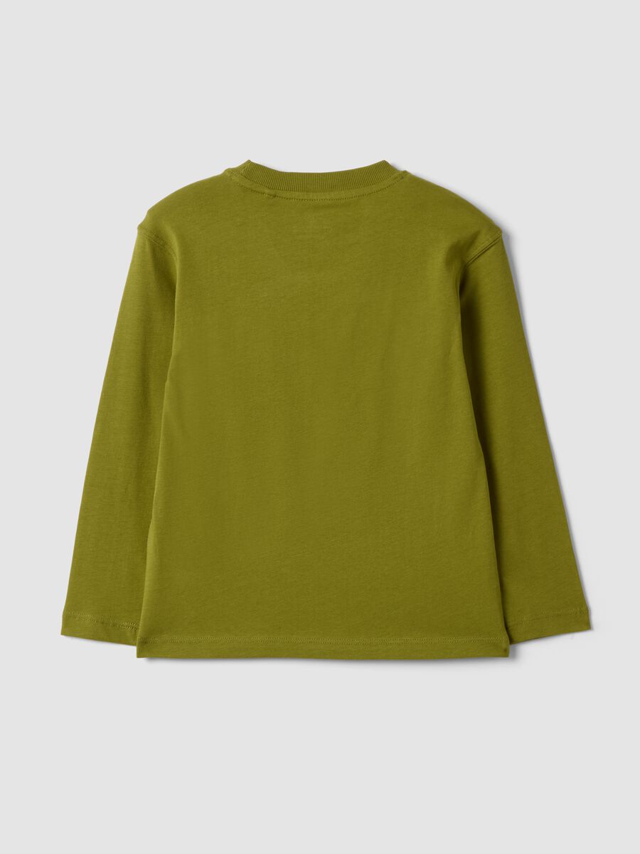 Green oversized T-shirt in pure organic cotton with racing print for boys_1