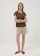 Brown pure cotton T-shirt with broderie anglaise insert_1