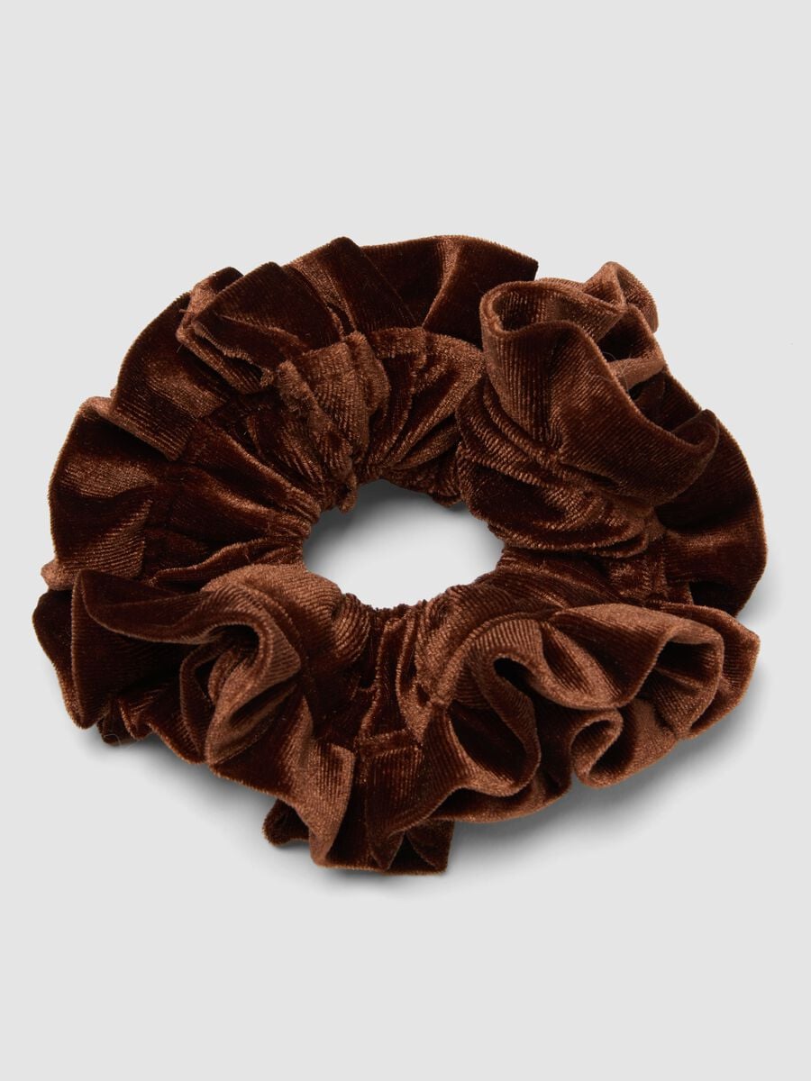 Scrunchie marrone effetto vellutato_1