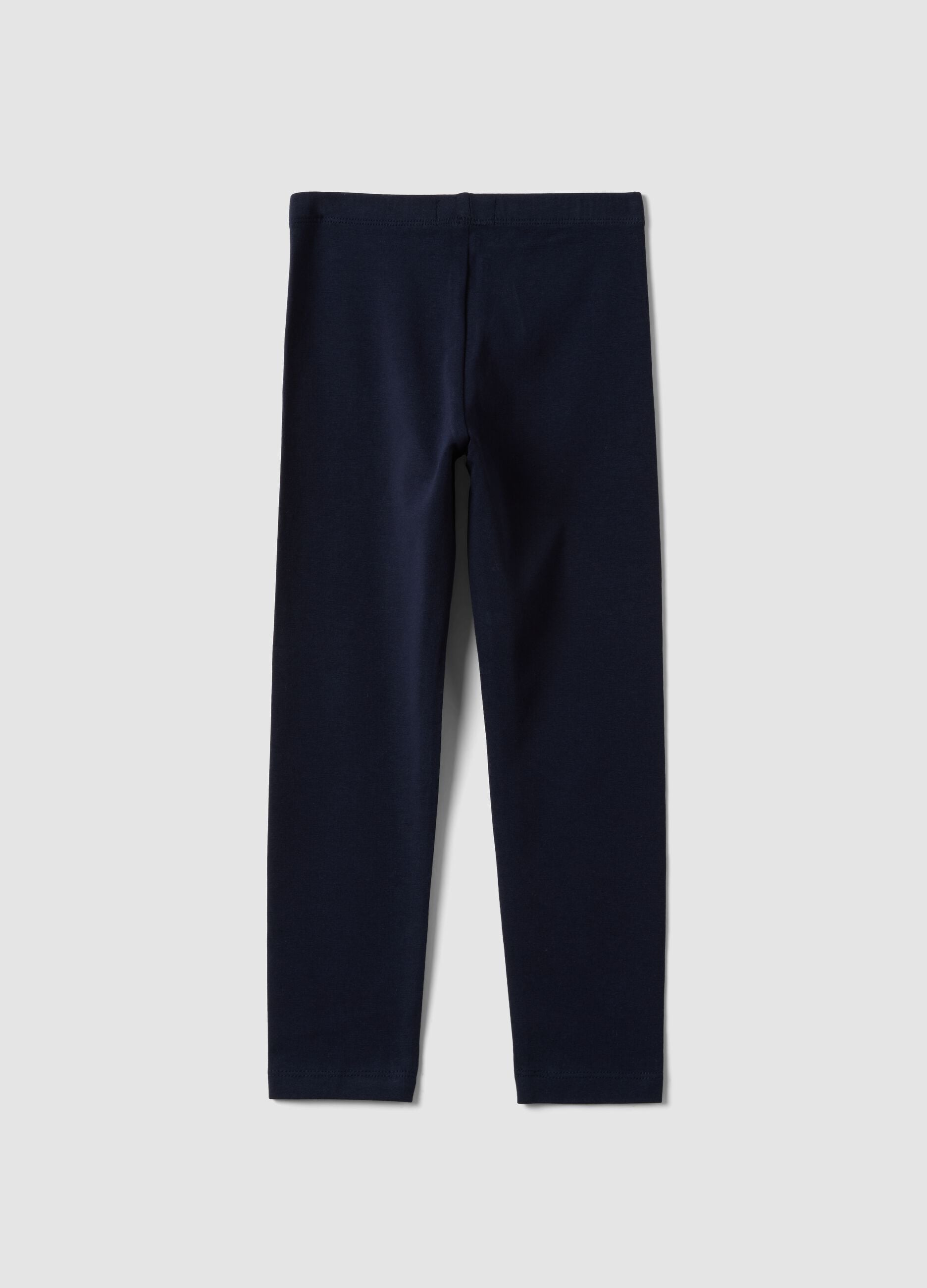 Leggings skinny azuis em algod&atilde;o org&acirc;nico el&aacute;stico para menina
