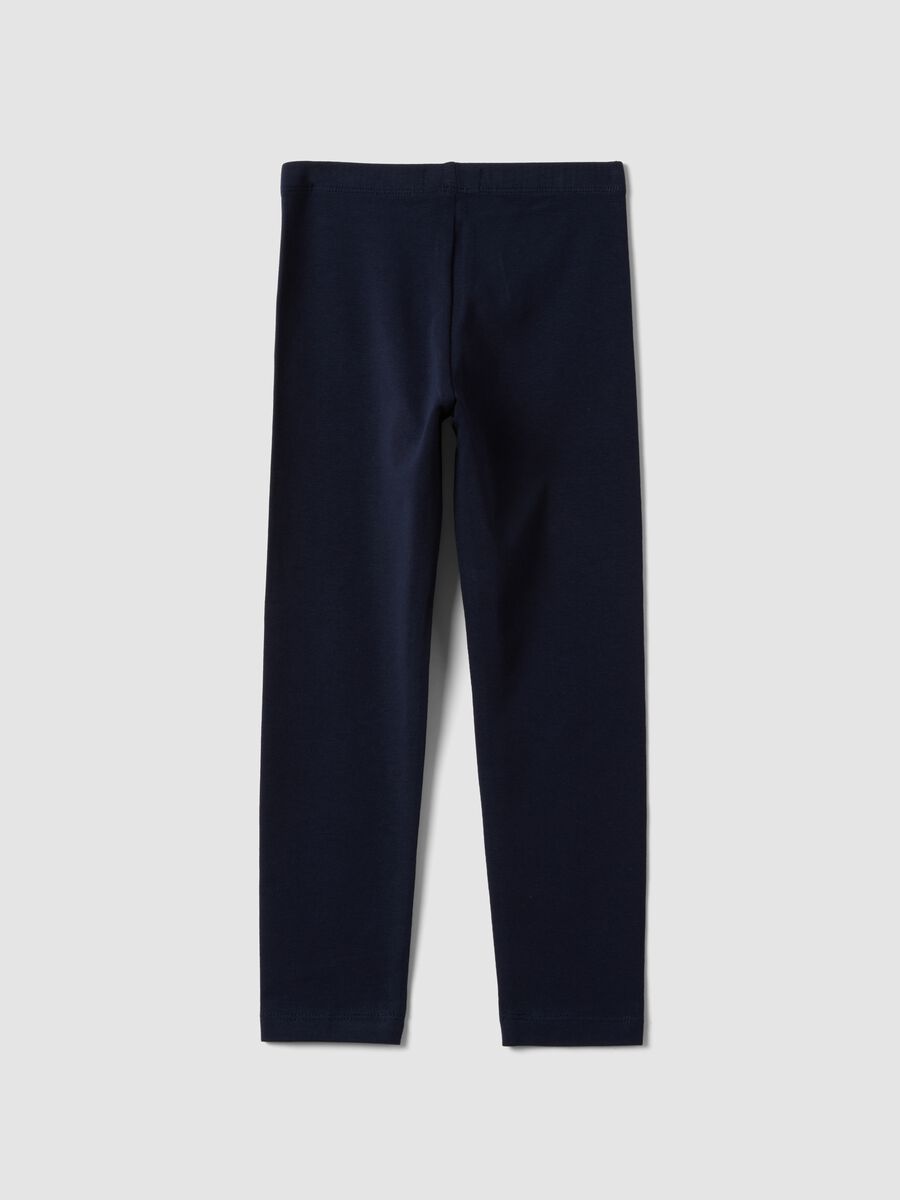 Leggings skinny azuis em algod&atilde;o org&acirc;nico el&aacute;stico para menina_1