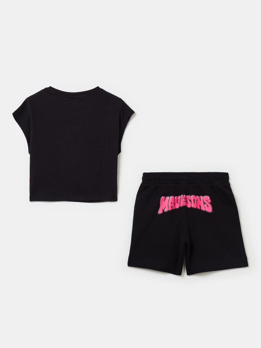 Jogging set t-shirt e shorts con stampa logo_1