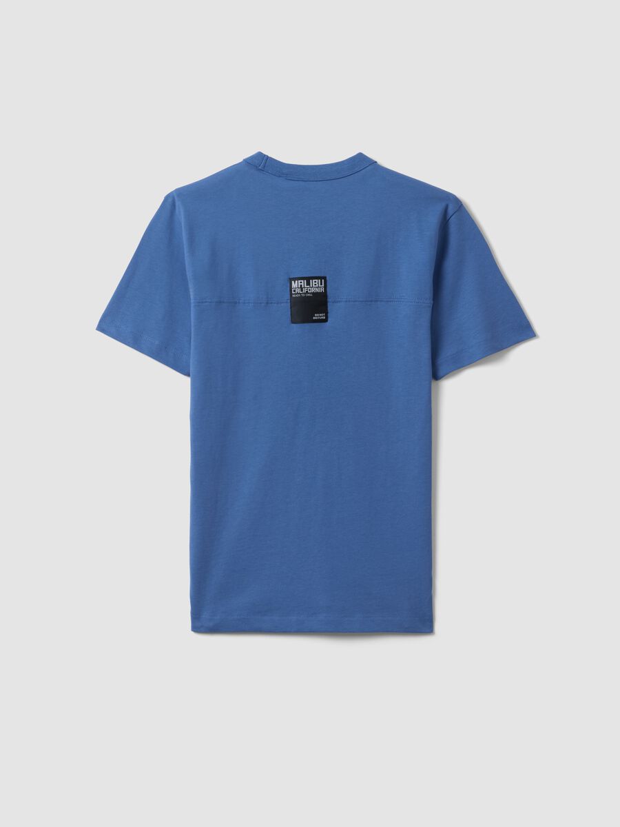 Boys' Regular Fit Blue Cotton T-Shirt with Print_1