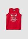 Red pure cotton vest top with front print_0