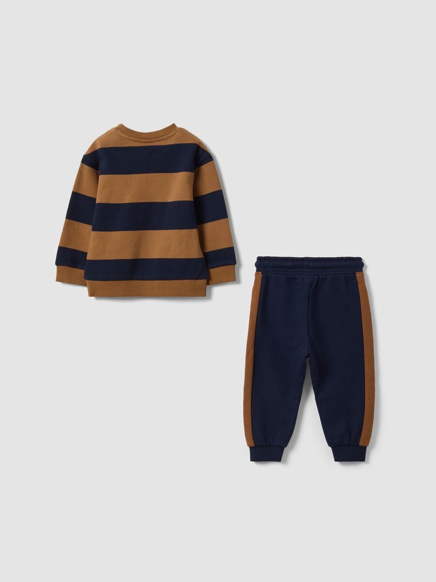 Blue organic cotton crew-neck set with embroidery for baby boy_1