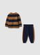 Blue organic cotton crew-neck set with embroidery for baby boy_1