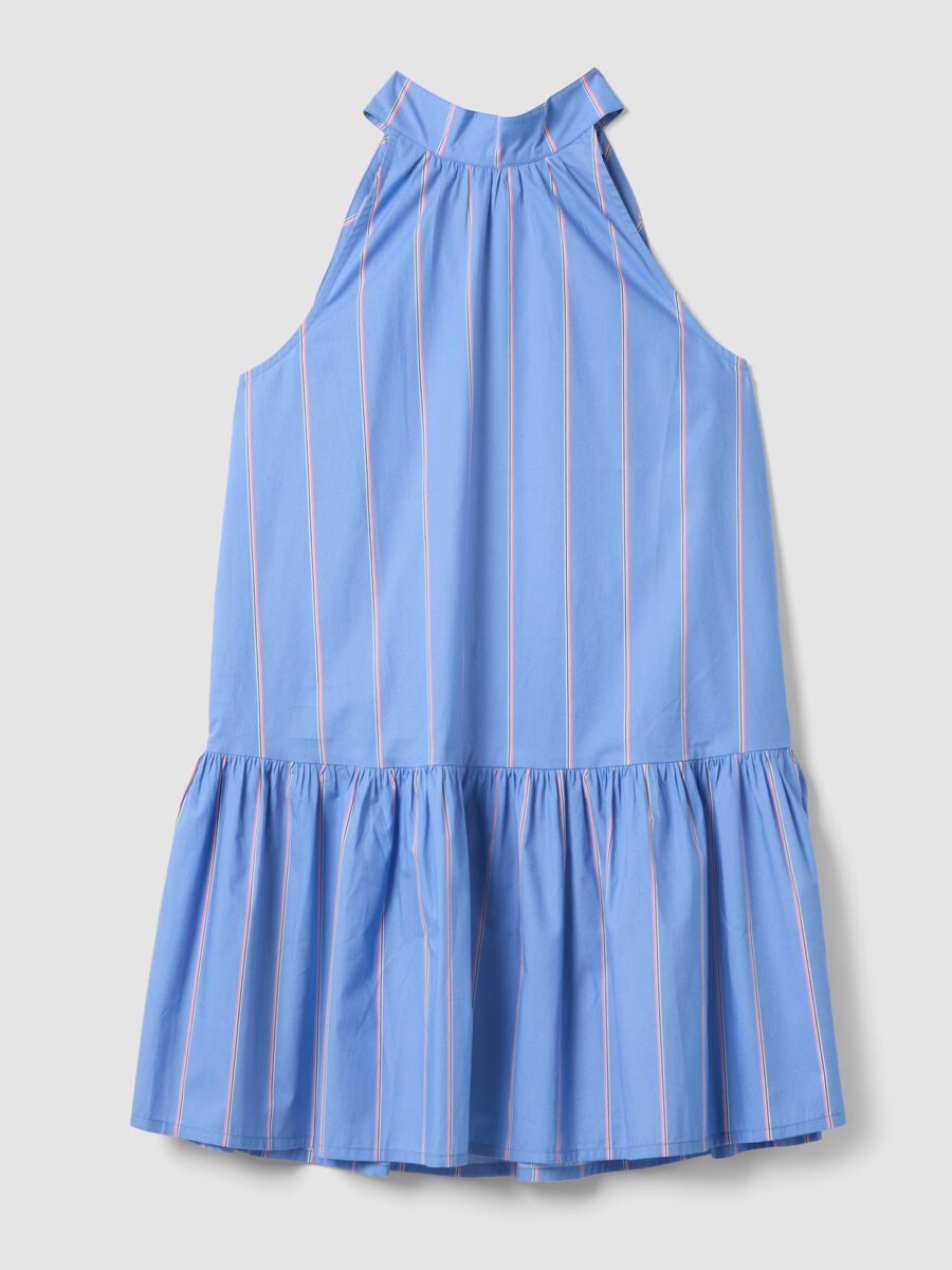 Sky blue pure cotton dress with high neck_4