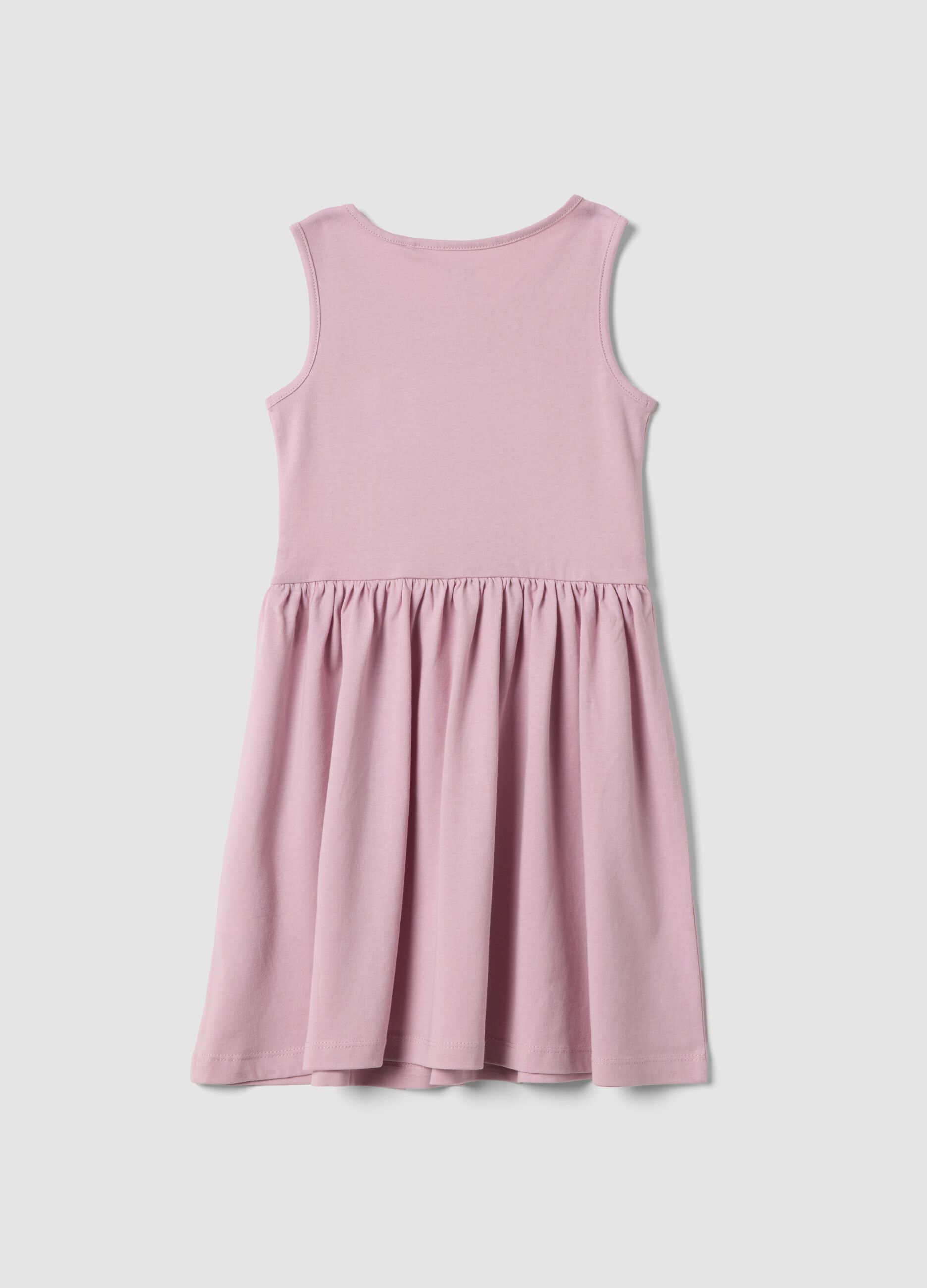 Girls&rsquo; pink sleeveless pure cotton dress, regular fit
