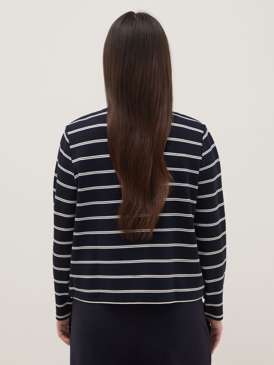 Multicolour Striped Viscose Blend Blazer Regular Fit with Buttons_2