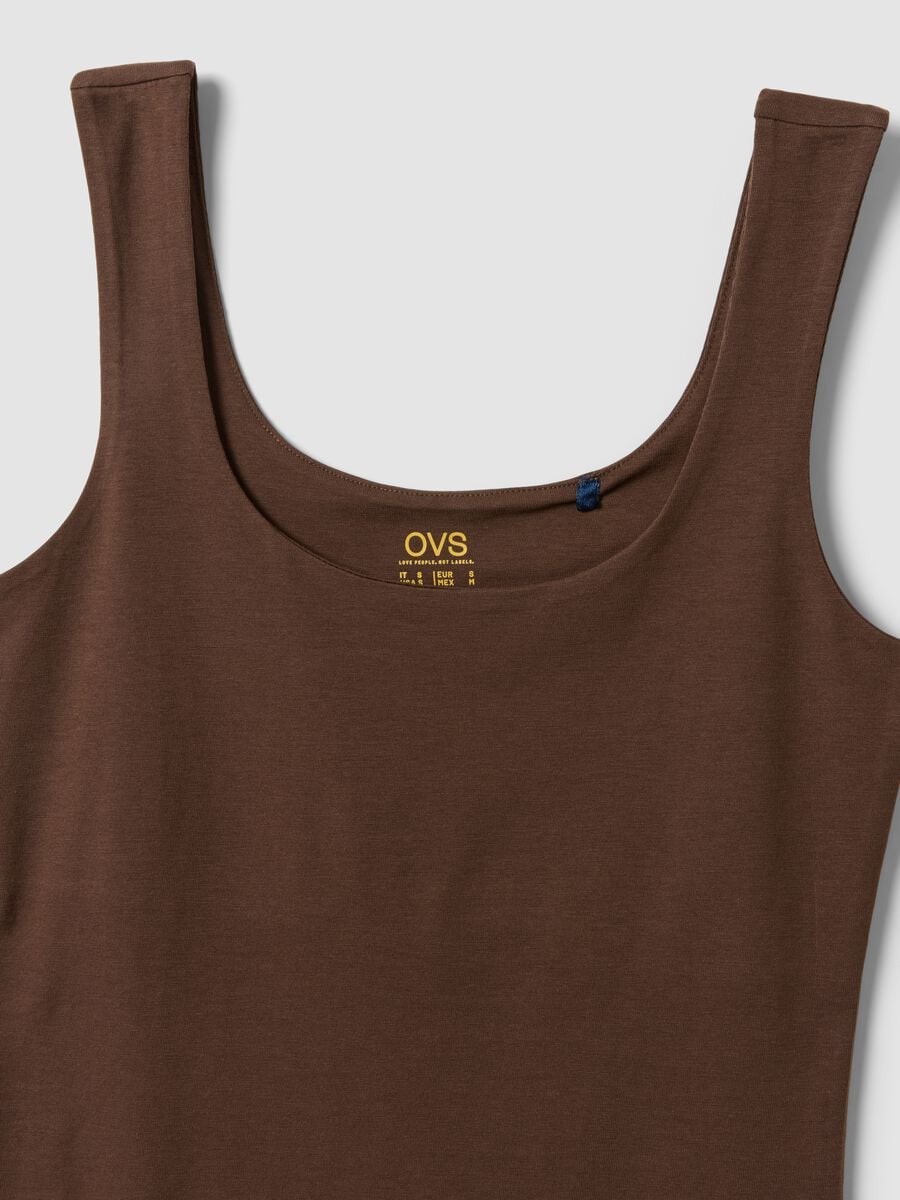 Brown fitted stretch-cotton tank top_6