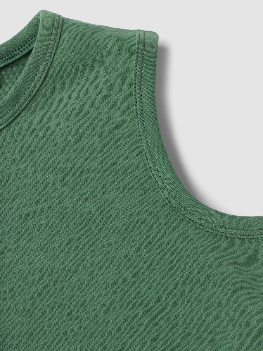 Camiseta de tirantes verde de algod&oacute;n puro con botones_3