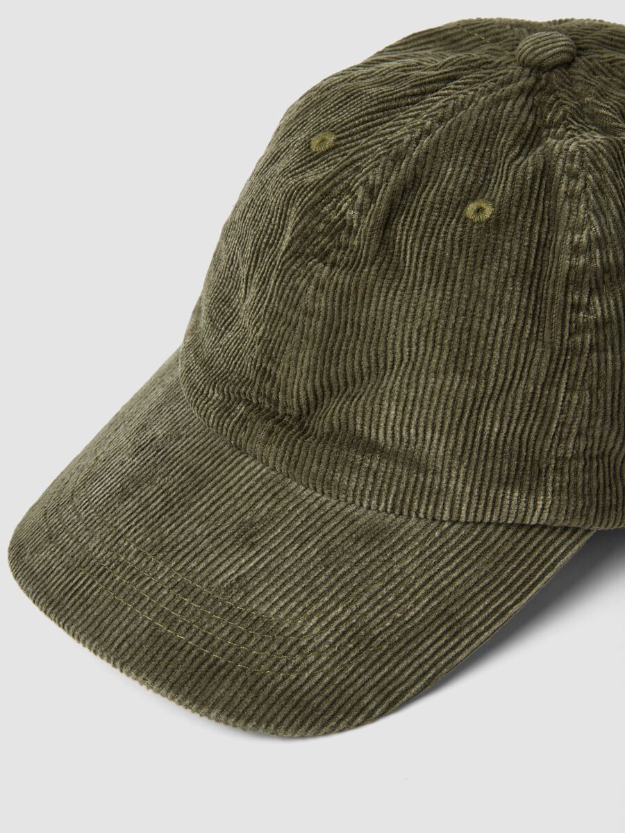 Cappello baseball verde in puro cotone a coste_1