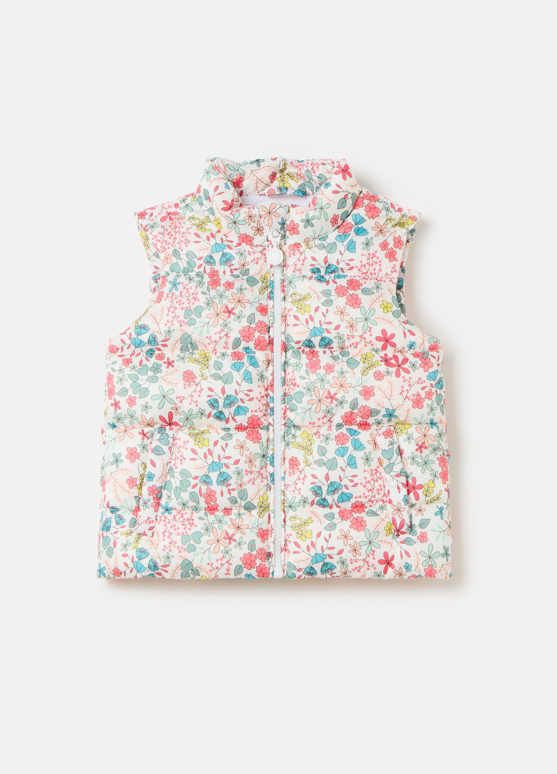 Quilted gilet with floral pattern