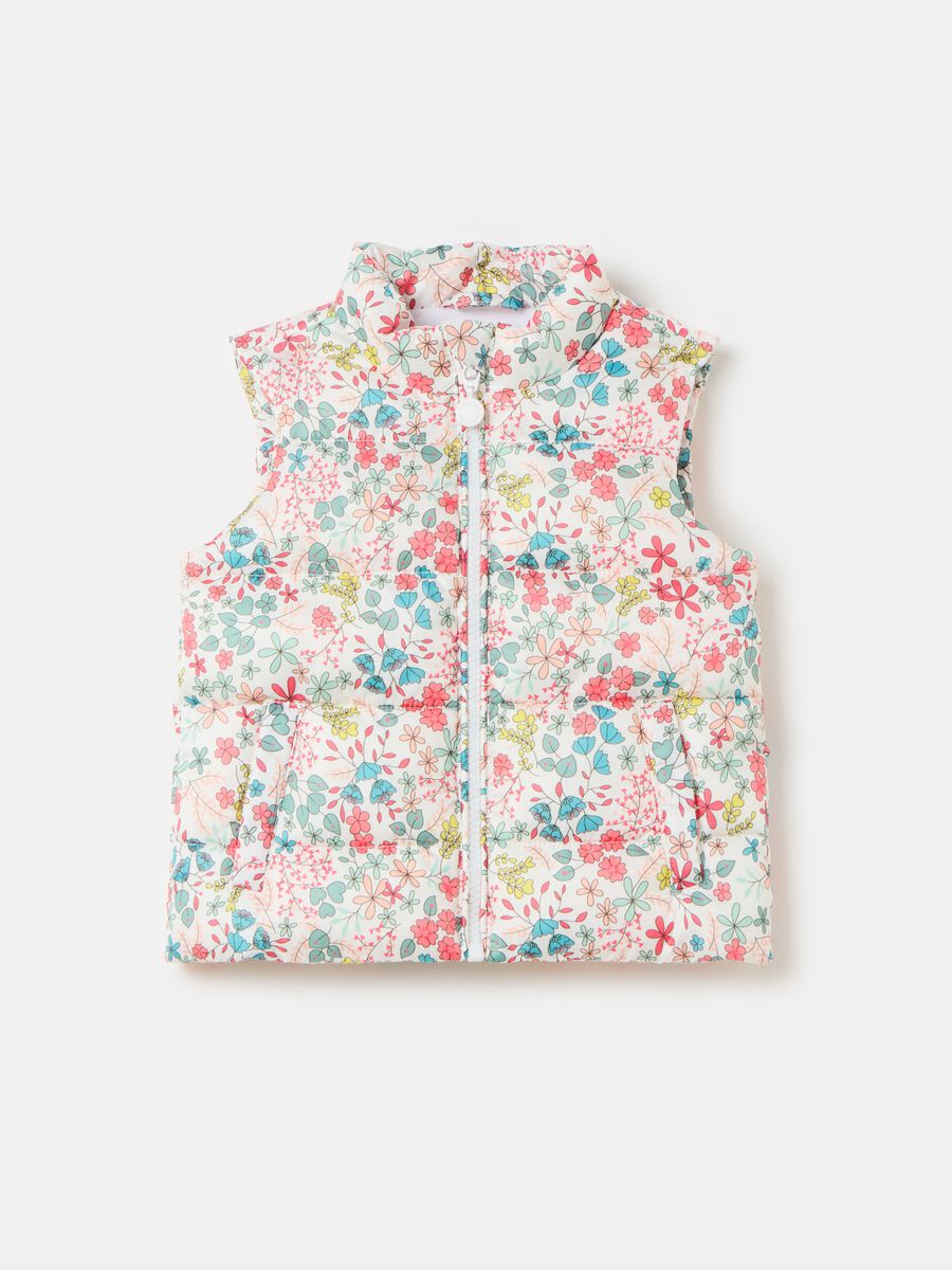 Quilted gilet with floral pattern_0