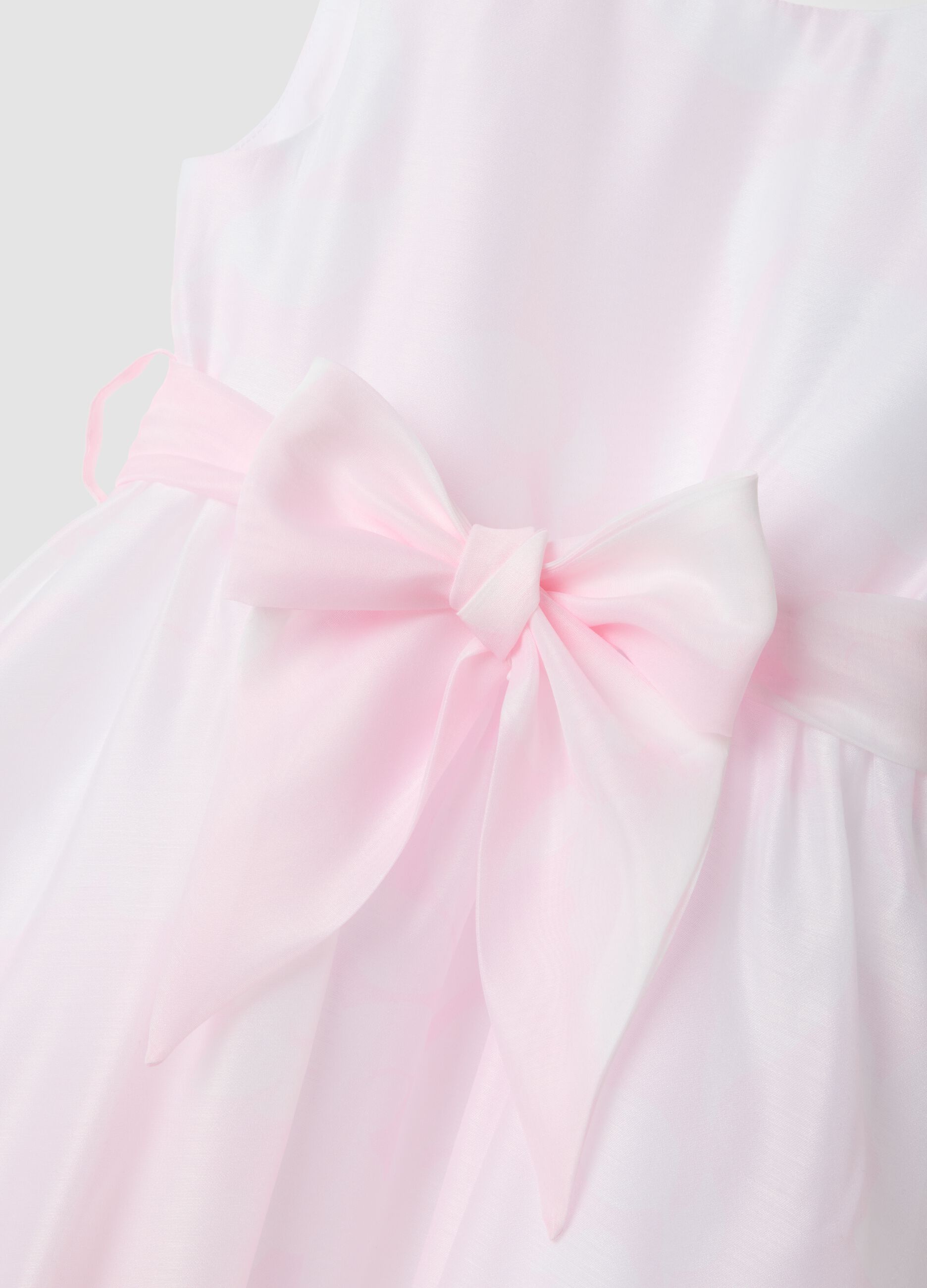 Girls&rsquo; sleeveless pink dress with waist bow
