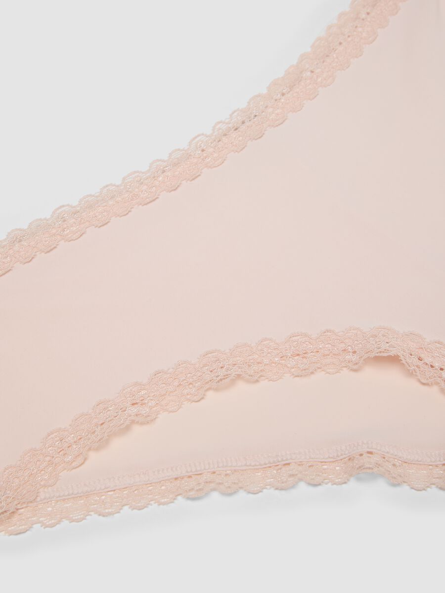Rosa Slip aus elastischem Material mit Spitzendetails, Regular Fit_1