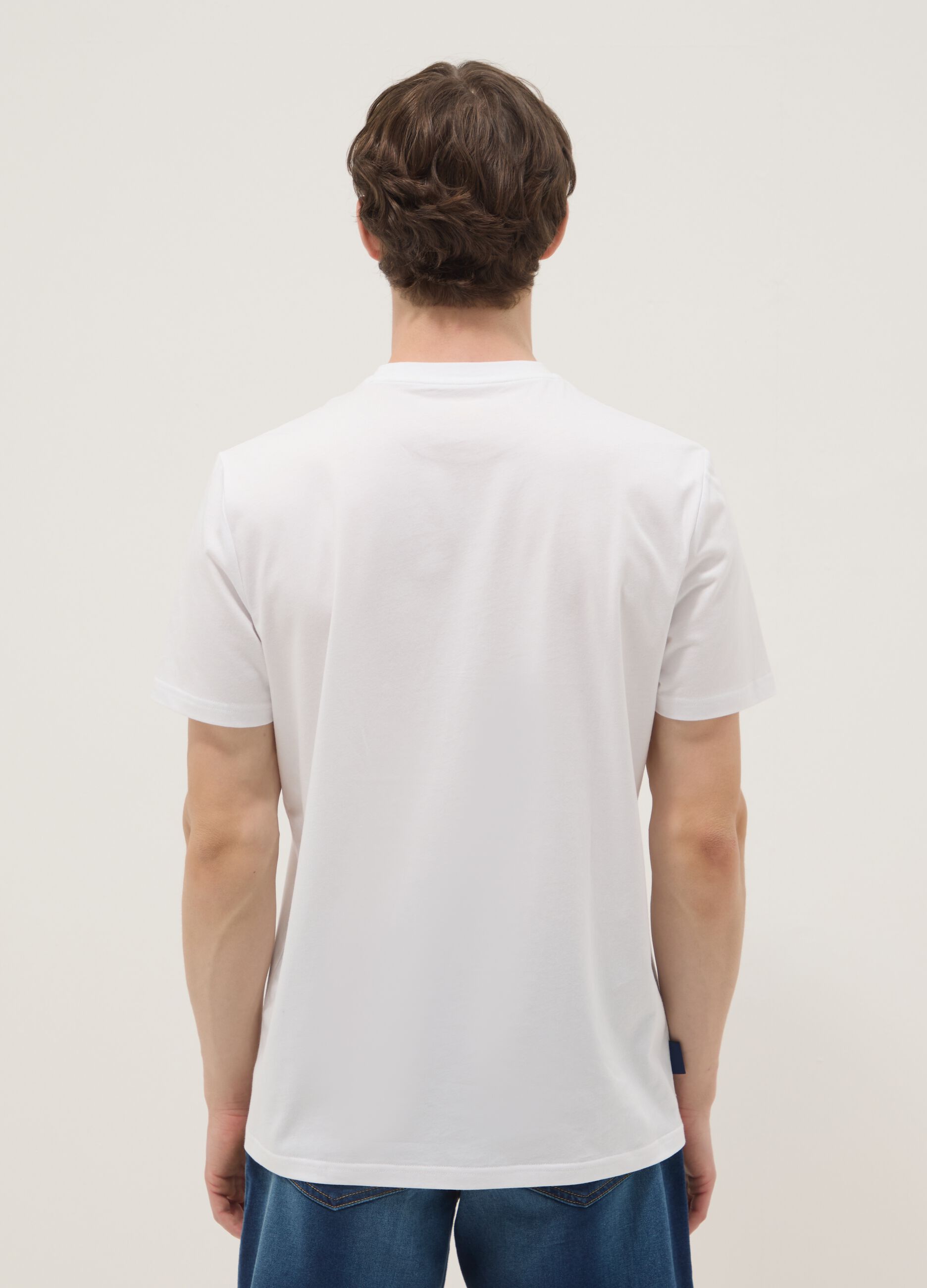 Wei&szlig;es T-Shirt aus reiner Baumwolle mit Print, Regular Fit