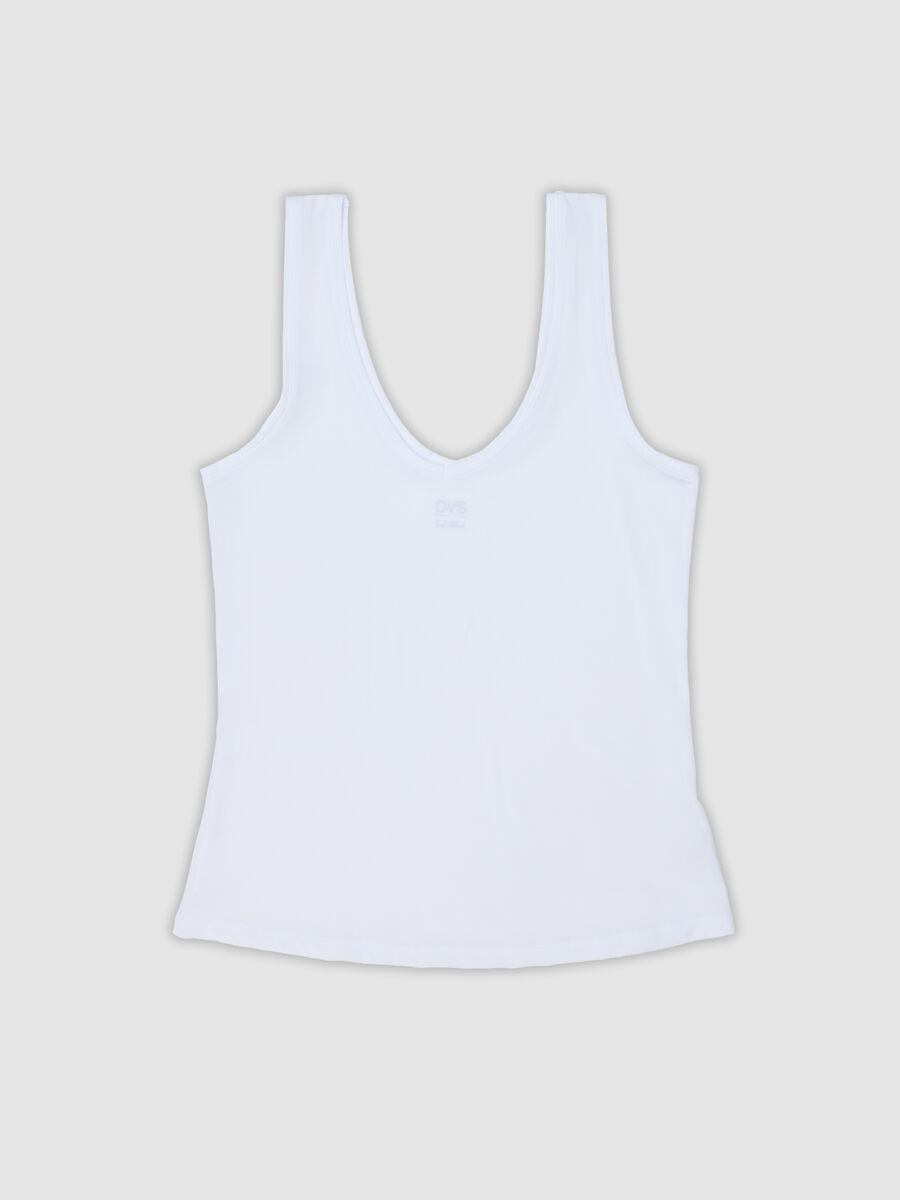 White stretch vest top, regular fit_0