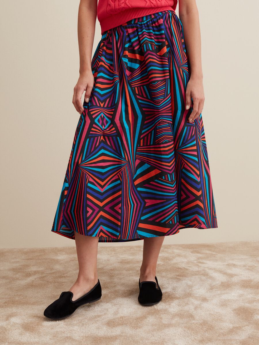 Midi skirt with multicoloured optical print_1