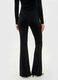Black stretch fabric flare trousers with glitter_2