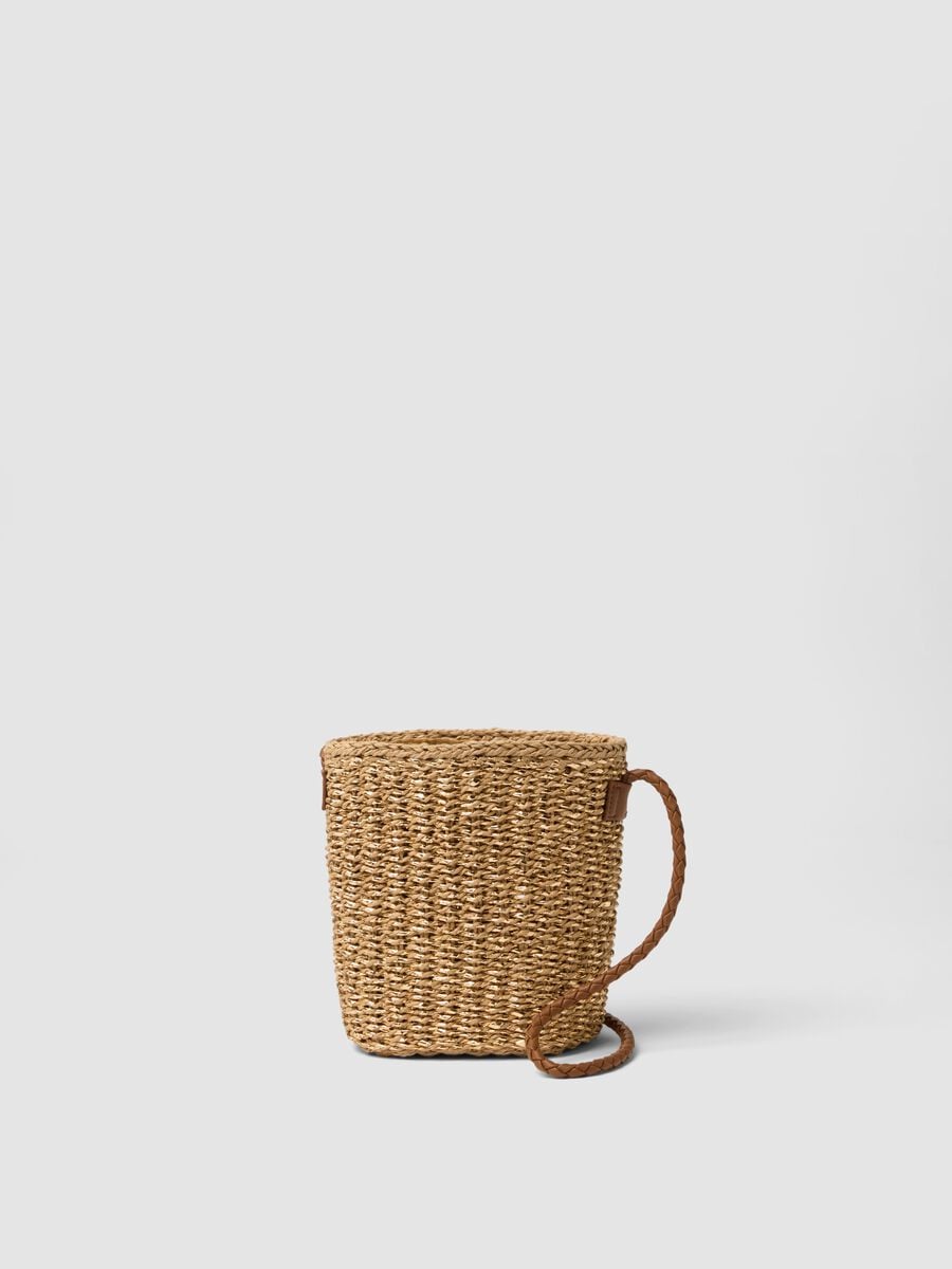 Tasche aus reinem beigem Papierstoff mit Schultergurt_2