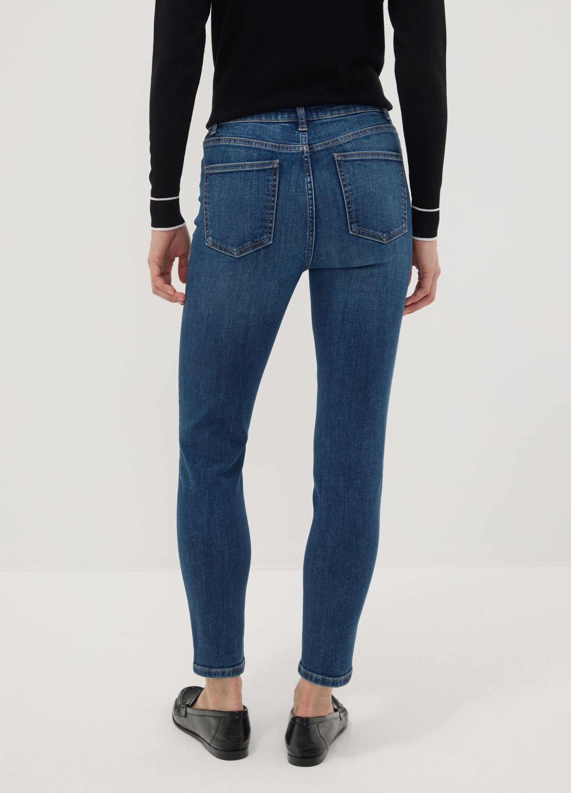 Blue denim skinny-fit jeans in stretch cotton