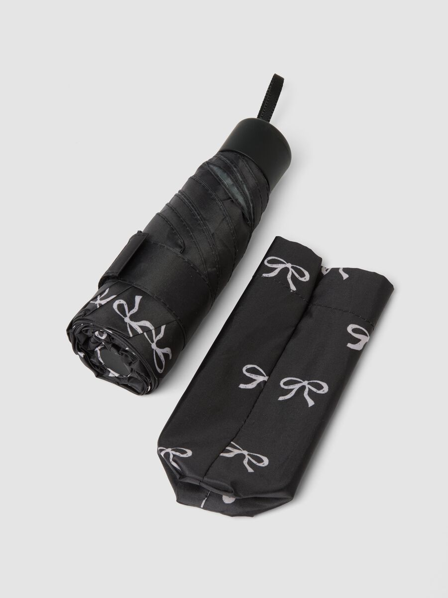 Black folding umbrella with bow print_2