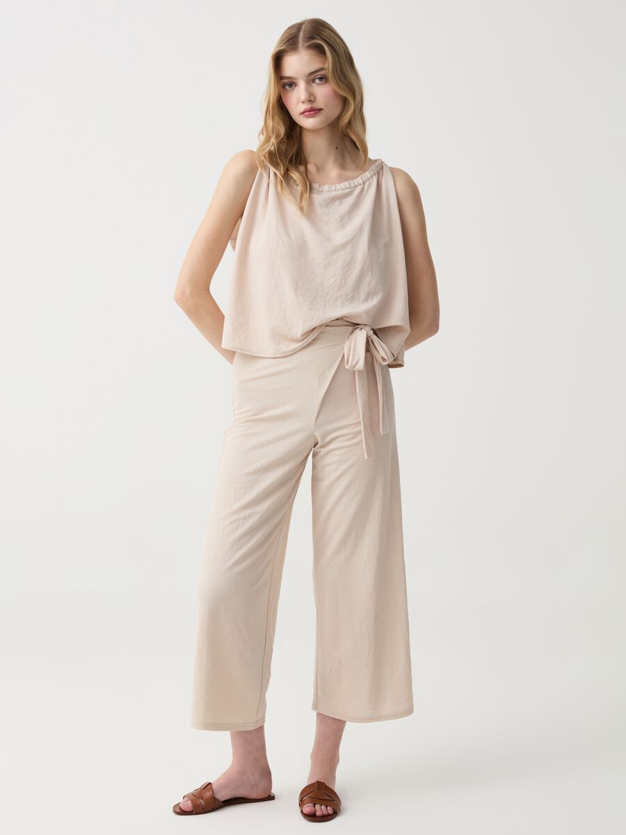 Wide-leg trousers with wraparound fastening_0