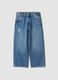 Jeans blu over fit in misto cotone e viscosa per bambino_0