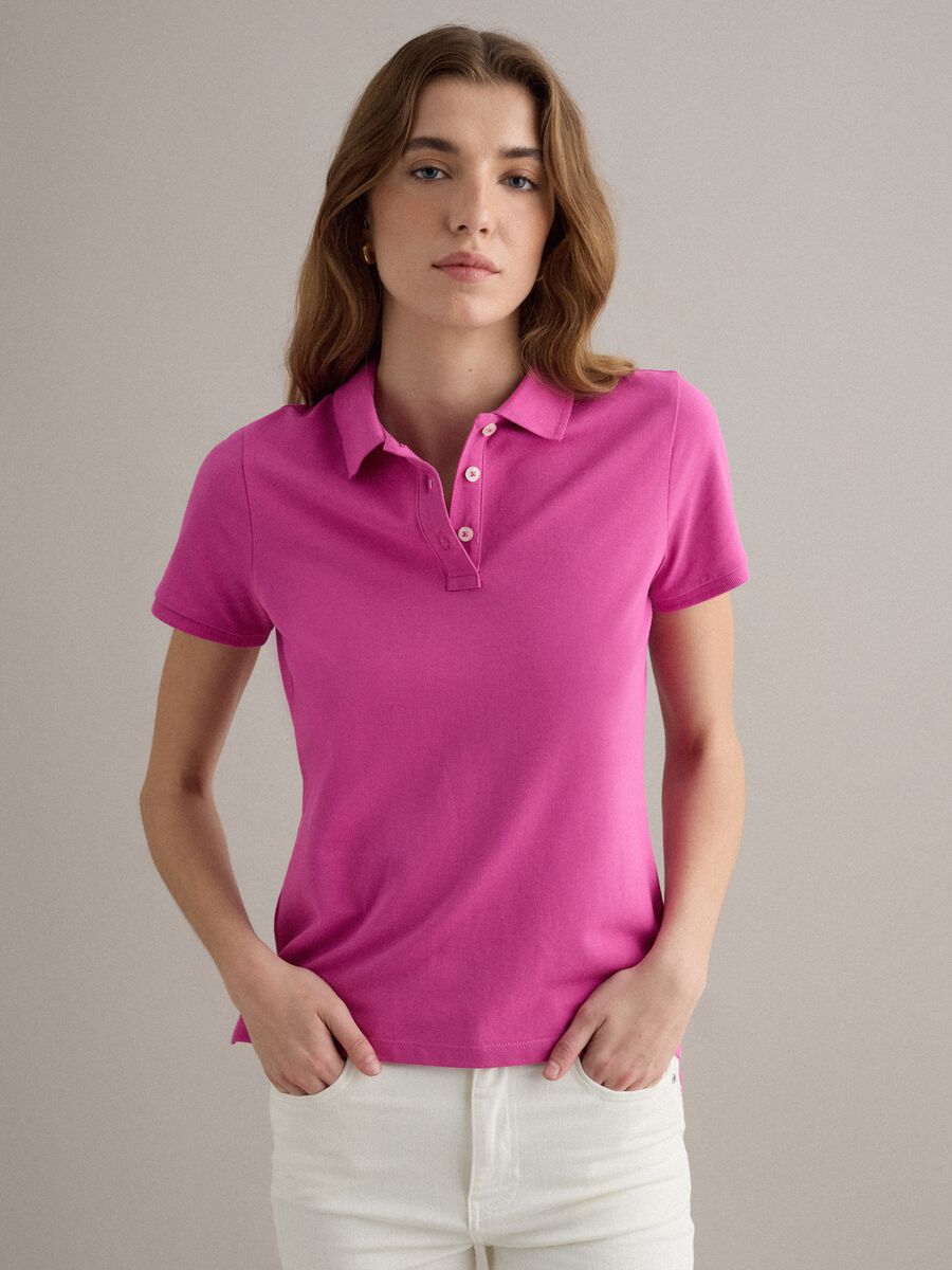 Pink short-sleeve pure cotton polo shirt, regular fit_0