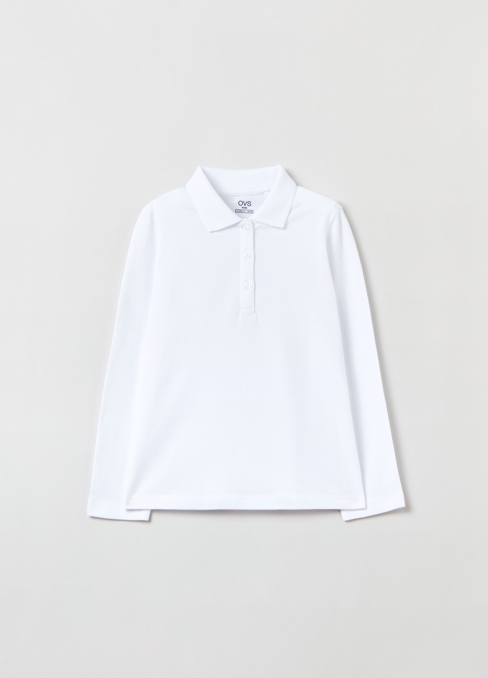 Cotton polo shirt with long sleeves_0